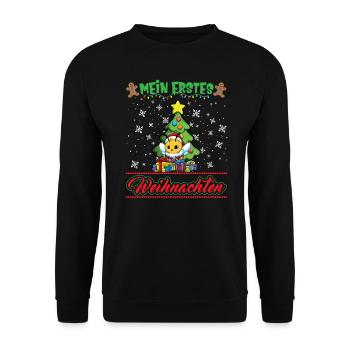 Mein Erstes Weihnachten Baby 1 Jahr Heilig Abend - Unisex Pullover - Schwarz - Vorne - Alina (178cm) & Michal (187cm)
