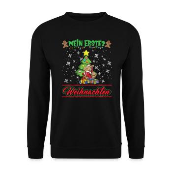 Mein Erstes Weihnachten Baby 1 Jahr Heilig Abend - Unisex Pullover - Schwarz - Vorne - Alina (178cm) & Michal (187cm)