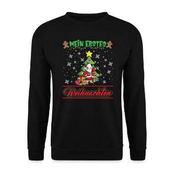 Mein Erstes Weihnachten Baby 1 Jahr Heilig Abend - Unisex Pullover - Schwarz - Vorne - Alina (178cm) & Michal (187cm)