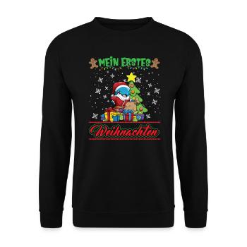 Mein Erstes Weihnachten Baby 1 Jahr Heilig Abend - Unisex Pullover - Schwarz - Vorne - Alina (178cm) & Michal (187cm)