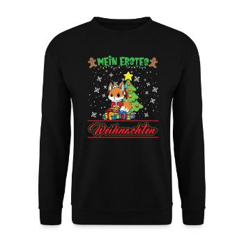 Mein Erstes Weihnachten Baby 1 Jahr Heilig Abend - Unisex Pullover - Schwarz - Vorne - Alina (178cm) & Michal (187cm)