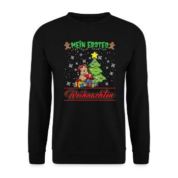 Mein Erstes Weihnachten Baby 1 Jahr Heilig Abend - Unisex Pullover - Schwarz - Vorne - Alina (178cm) & Michal (187cm)