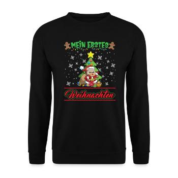 Mein Erstes Weihnachten Baby 1 Jahr Heilig Abend - Unisex Pullover - Schwarz - Vorne - Alina (178cm) & Michal (187cm)