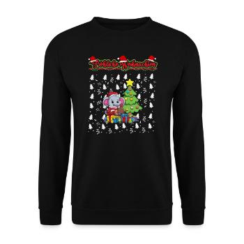 Fröhliche Weihnachten X-Mas Santa Heilig Abend - Unisex Pullover - Schwarz - Vorne - Alina (178cm) & Michal (187cm)