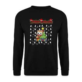 Fröhliche Weihnachten X-Mas Santa Heilig Abend - Unisex Pullover - Schwarz - Vorne - Alina (178cm) & Michal (187cm)