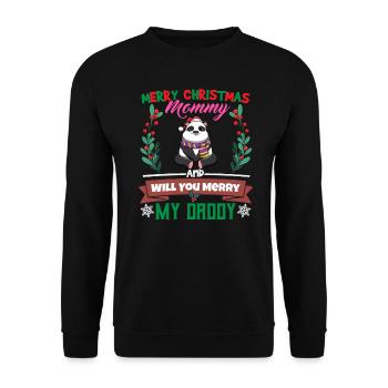 Merry Christmas Mommy And Will You Merry My Daddy - Unisex Pullover - Schwarz - Vorne - Alina (178cm) & Michal (187cm)