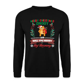 Merry Christmas Daddy And Will You Merry My Mommy - Unisex Pullover - Schwarz - Vorne - Alina (178cm) & Michal (187cm)