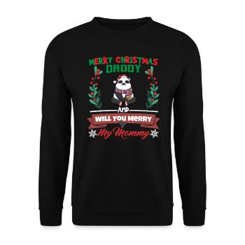 Merry Christmas Daddy And Will You Merry My Mommy - Unisex Pullover - Schwarz - Vorne - Alina (178cm) & Michal (187cm)