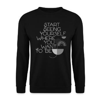 Mindset Commencez à voir votre futur Inspira géométrique - Sweat-shirt Unisexe - noir - Devant - Alina (178cm) & Michal (187cm)
