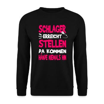 Schlager erreicht Stellen Schlagermusik - Unisex Pullover - Schwarz - Vorne - Alina (178cm) & Michal (187cm)