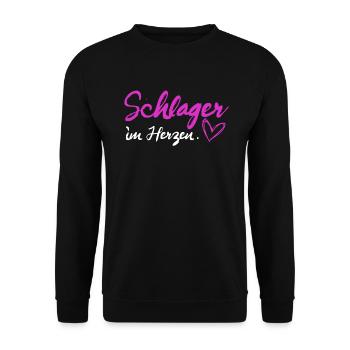 Schlager im Herzen Schlagermusik - Unisex Pullover - Schwarz - Vorne - Alina (178cm) & Michal (187cm)