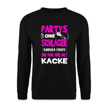 Partys ohne Schlager kannste feiern Schlagermusik - Unisex Pullover - Schwarz - Vorne - Alina (178cm) & Michal (187cm)