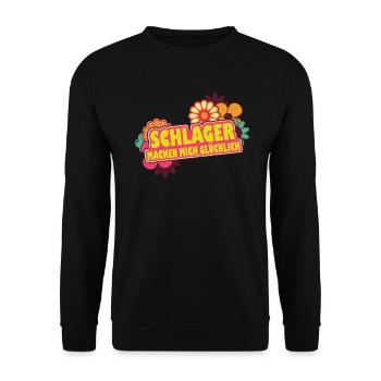 Schlager machen mich glücklich Schlagermusik - Unisex Pullover - Schwarz - Vorne - Alina (178cm) & Michal (187cm)