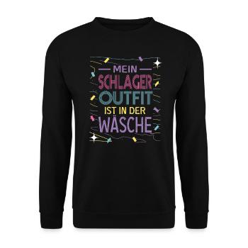 Mein Schlager Outfit ist in der Wäsche - Unisex Pullover - Schwarz - Vorne - Alina (178cm) & Michal (187cm)