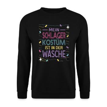 Mein Schlager Kostüm ist in der Wäsche - Unisex Pullover - Schwarz - Vorne - Alina (178cm) & Michal (187cm)