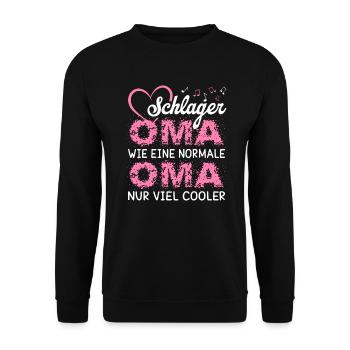 Schlager Oma wie eine normale Oma nur cooler - Unisex Pullover - Schwarz - Vorne - Alina (178cm) & Michal (187cm)