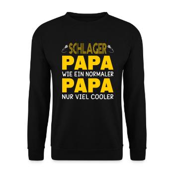 Schlager Papa wie ein normaler Papa nur cooler - Unisex Pullover - Schwarz - Vorne - Alina (178cm) & Michal (187cm)