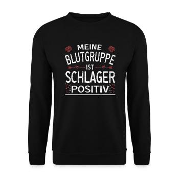 Meine Blutgruppe ist Schlager positiv - Unisex Pullover - Schwarz - Vorne - Alina (178cm) & Michal (187cm)