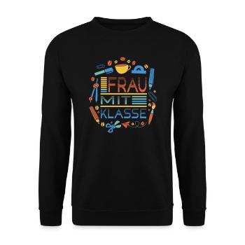 Lehrerin Frau Mit Klasse Grundschule Grundschule - Unisex Pullover - Schwarz - Vorne - Alina (178cm) & Michal (187cm)