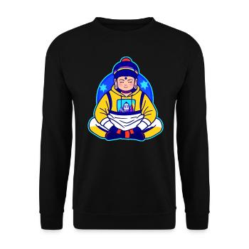 Cute Buddha in yoga position with hoodie - Unisex Sweatshirt - black - Front - Alina (178cm) & Michal (187cm)