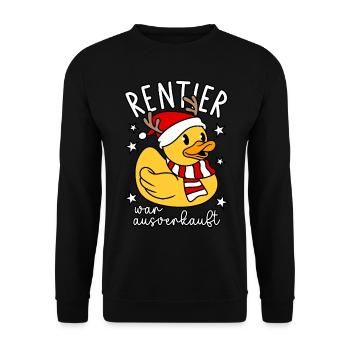 Rentier war ausverkauft - Unisex Pullover - Schwarz - Vorne - Alina (178cm) & Michal (187cm)
