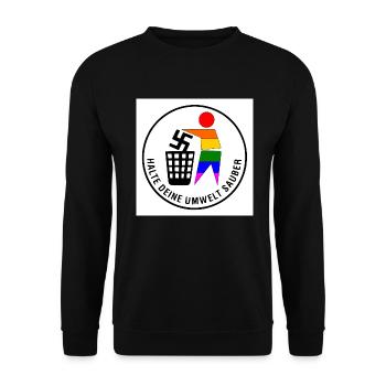 halte deine umwelt sauber - fck nzs - Unisex Pullover - Schwarz - Vorne - Alina (178cm) & Michal (187cm)