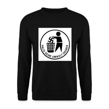 halte deine umwelt sauber - Unisex Pullover - Schwarz - Vorne - Alina (178cm) & Michal (187cm)
