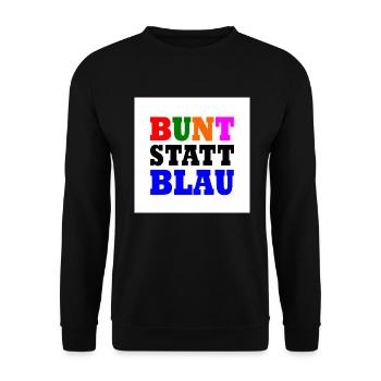 Bunt statt blau - Unisex Pullover - Schwarz - Vorne - Alina (178cm) & Michal (187cm)