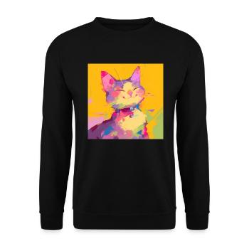 Cat, Cat Motif - Unisex Sweatshirt - black - Front - Alina (178cm) & Michal (187cm)