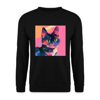 Chat, Motif De Chat - Sweat-shirt Unisexe - noir - Devant - Alina (178cm) & Michal (187cm)