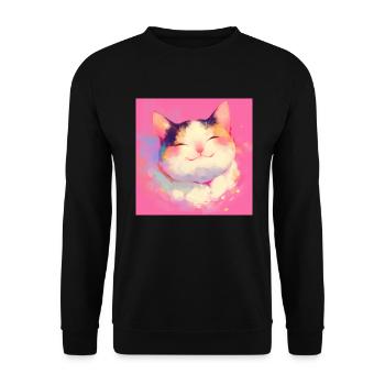Cat, Cat Motif - Unisex Sweatshirt - black - Front - Alina (178cm) & Michal (187cm)