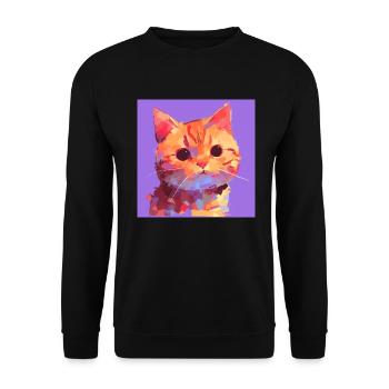 Cat, Cat Motif - Unisex Sweatshirt - black - Front - Alina (178cm) & Michal (187cm)
