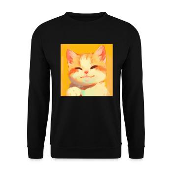 Cat, Cat Motif - Unisex Sweatshirt - black - Front - Alina (178cm) & Michal (187cm)