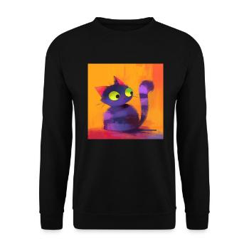 Cat, Cat Motif - Unisex Sweatshirt - black - Front - Alina (178cm) & Michal (187cm)