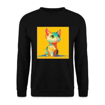 Cat, Cat Motif - Unisex Sweatshirt - black - Front - Alina (178cm) & Michal (187cm)