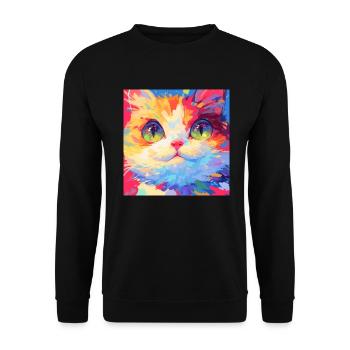 Katze, katzenmotiv - Unisex Pullover - Schwarz - Vorne - Alina (178cm) & Michal (187cm)