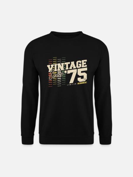 Vintage 1975 Jahrgang geboren Retro Geburtstag - Unisex Pullover - Schwarz