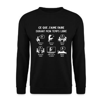 Chasseur Chasse Humour Mon Temps Libre - Sweat-shirt Unisexe - noir - Devant - Alina (178cm) & Michal (187cm)