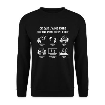 Pêcheur Pêche Humour Mon Temps Libre - Sweat-shirt Unisexe - noir - Devant - Alina (178cm) & Michal (187cm)