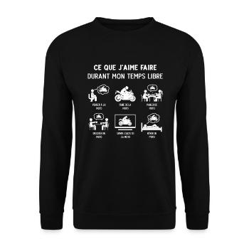 Motard Moto Humour Mon Temps Libre - Sweat-shirt Unisexe - noir - Devant - Alina (178cm) & Michal (187cm)