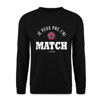 Je peux pas j ai Match football Lyon - Sweat-shirt Unisexe - noir - Devant - Alina (178cm) & Michal (187cm)