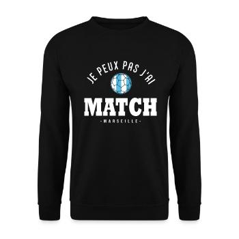 Je peux pas j ai Match football OM marseille - Sweat-shirt Unisexe - noir - Devant - Alina (178cm) & Michal (187cm)