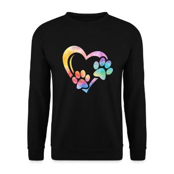 Pfote Hunde Herz Hundepfote Hund Hundeliebhaber - Unisex Pullover - Schwarz - Vorne - Alina (178cm) & Michal (187cm)