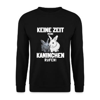 Zwergkaninchen Kaninchen Häschen Haustier Geschenk - Unisex Pullover - Schwarz - Vorne - Alina (178cm) & Michal (187cm)
