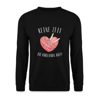 Häklerin häkeln Häklerinnen Geschenk Häkelnadel - Unisex Pullover - Schwarz - Vorne - Alina (178cm) & Michal (187cm)