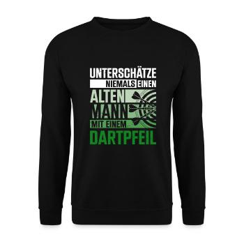 Dartspieler Dartpfeil Dartscheibe Dart Geschenk - Unisex Pullover - Schwarz - Vorne - Alina (178cm) & Michal (187cm)
