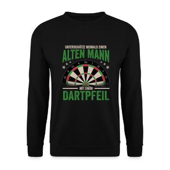 Dartspieler Dartpfeil Dartscheibe Dart Geschenk - Unisex Pullover - Schwarz - Vorne - Alina (178cm) & Michal (187cm)