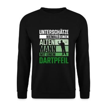 Dartspieler Dartpfeil Dartscheibe Dart Geschenk - Unisex Pullover - Schwarz - Vorne - Alina (178cm) & Michal (187cm)