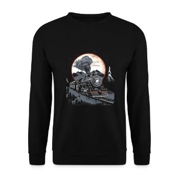 Dampflokomotive Dampflok Eisebahner Geschenk Lok - Unisex Pullover - Schwarz - Vorne - Alina (178cm) & Michal (187cm)