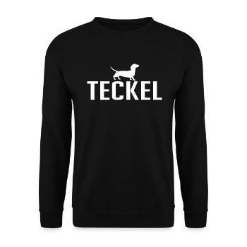 Teckel Hunderasse Hund Hunde Wilsigns - Unisex Pullover - Schwarz - Vorne - Alina (178cm) & Michal (187cm)